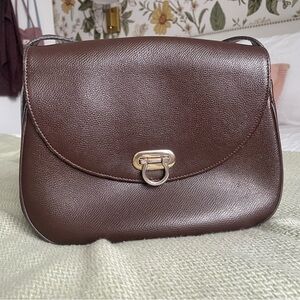Vintage Parisian Brown Leather Shoulder Bag